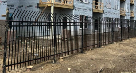 High-security black metal fence with anti-climb features installed at a commercial property in Columbus, Ohio.